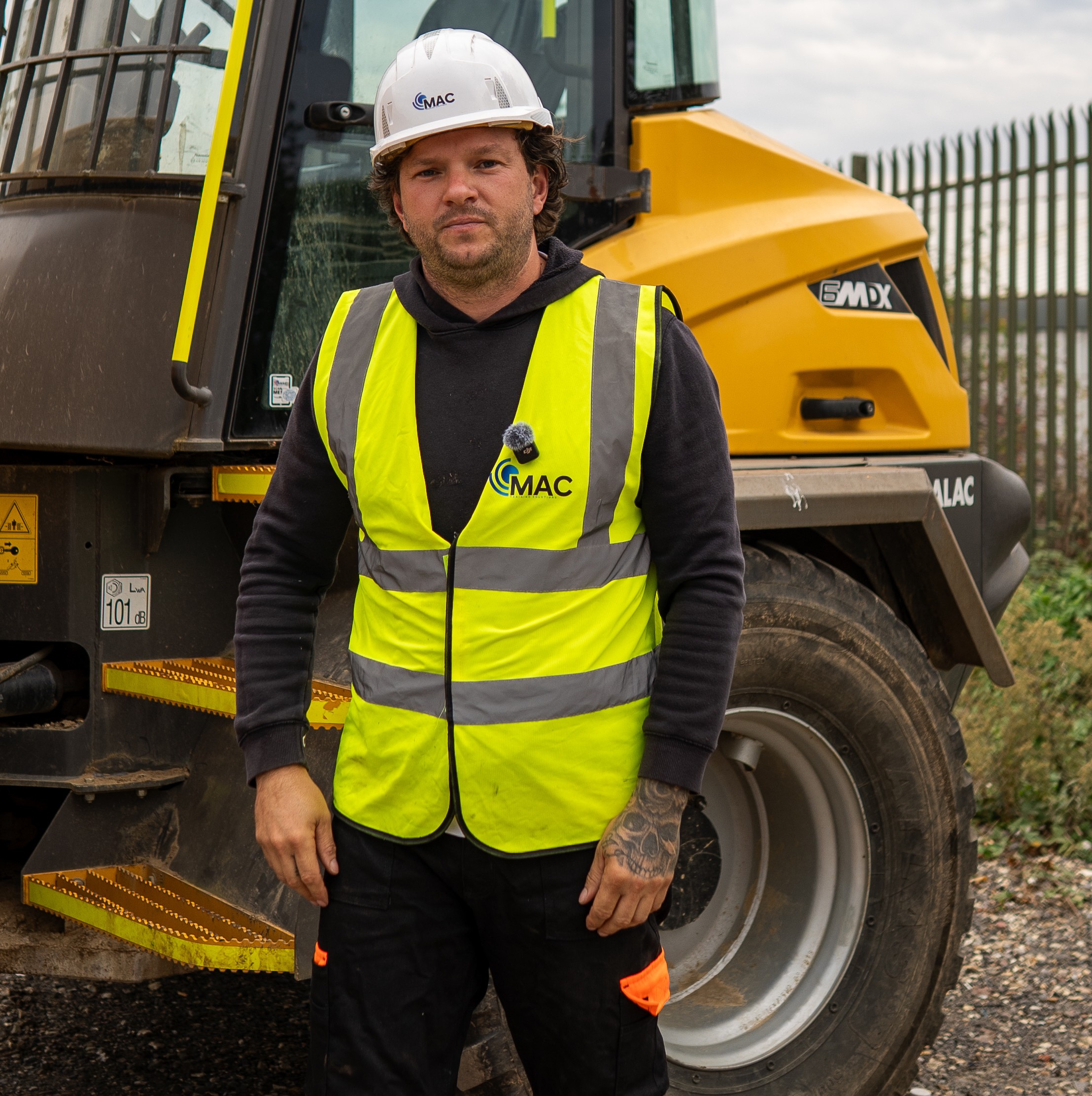 Patrick Meech, MAC Training Solutions director, in front of a training dumper