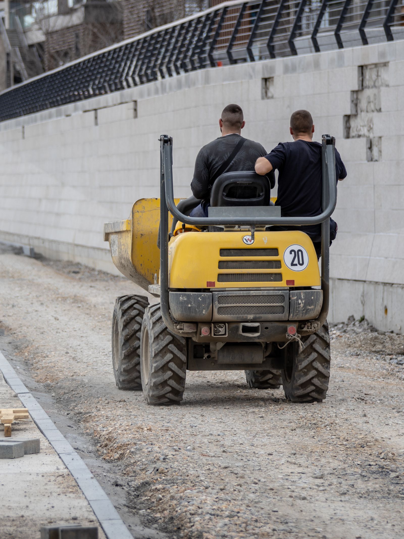Forward tipping site dumper in use