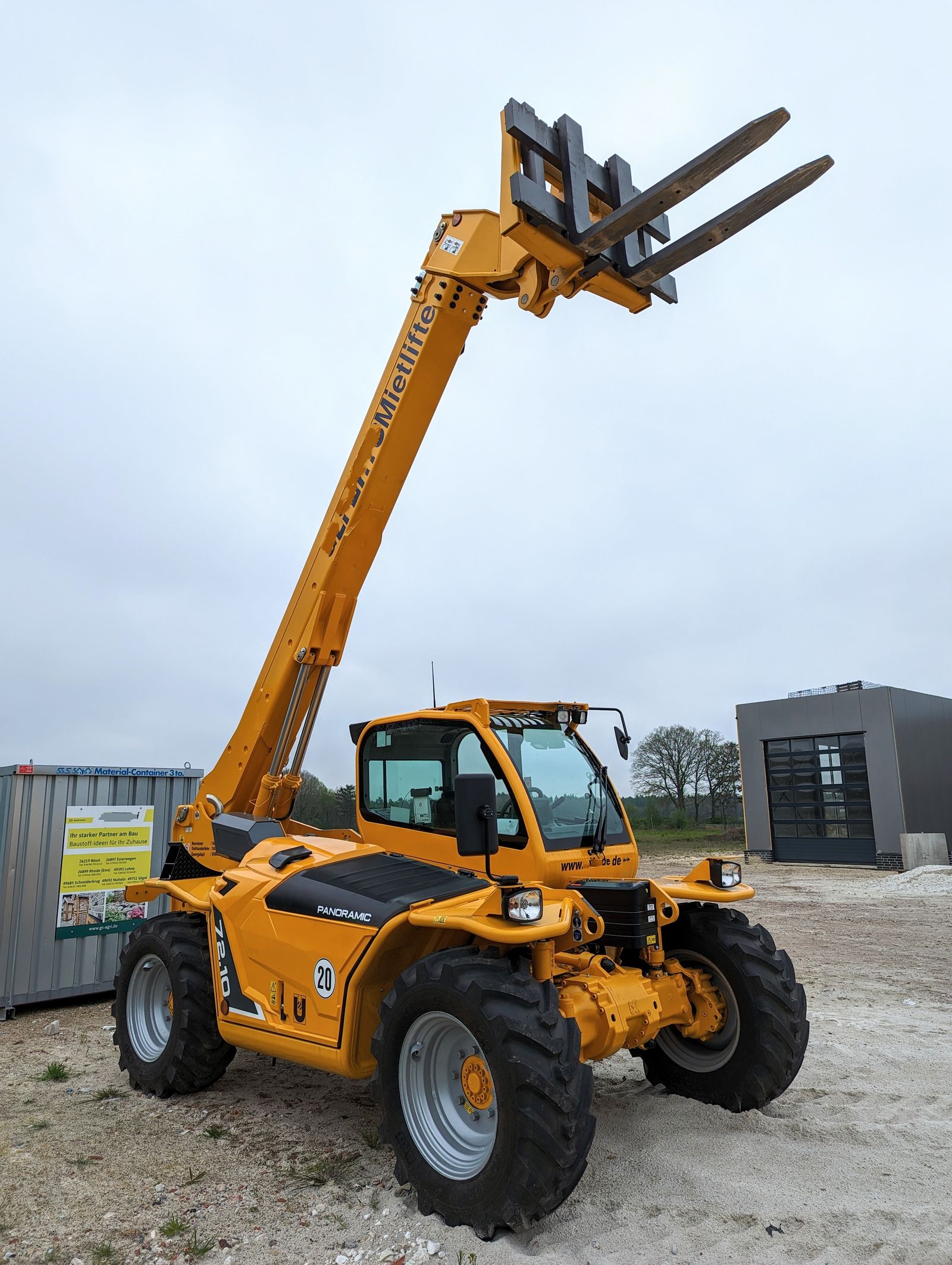 Telescopic handler on a construction site